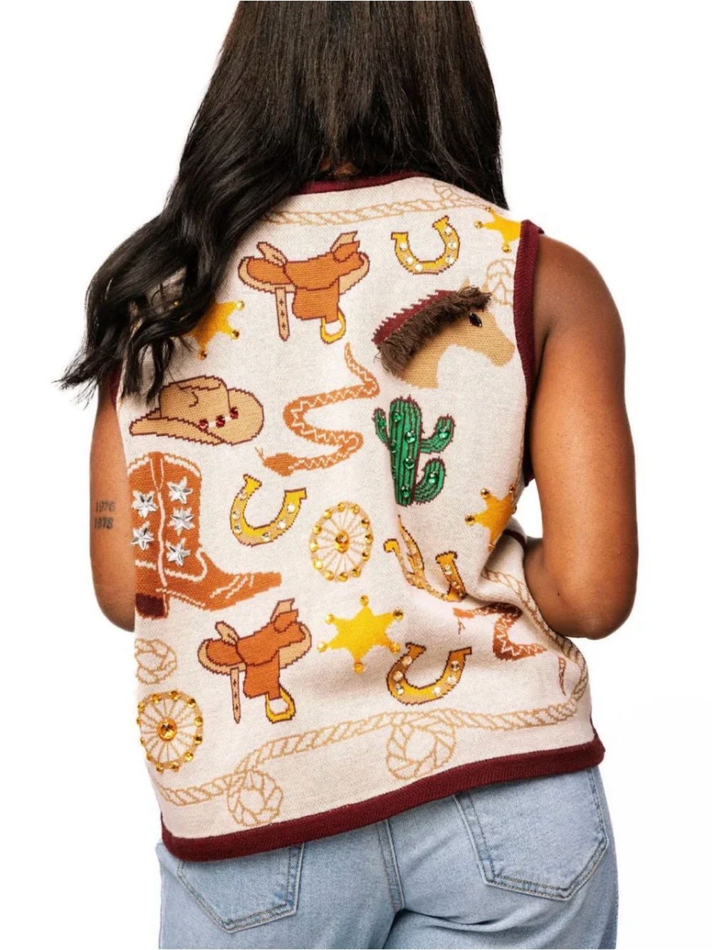 Queen Of Sparkles Western Knit Vest - Picture 3 of 5